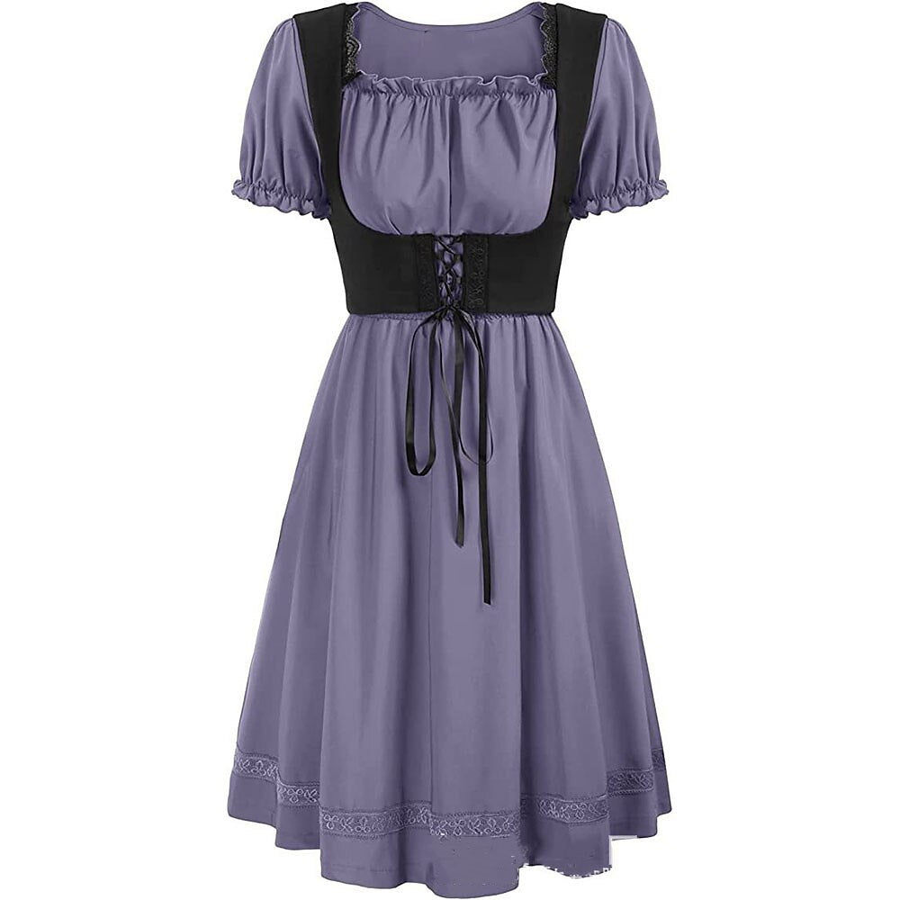 Renaissance-Style Oktoberfest Dress with Puff Sleeves