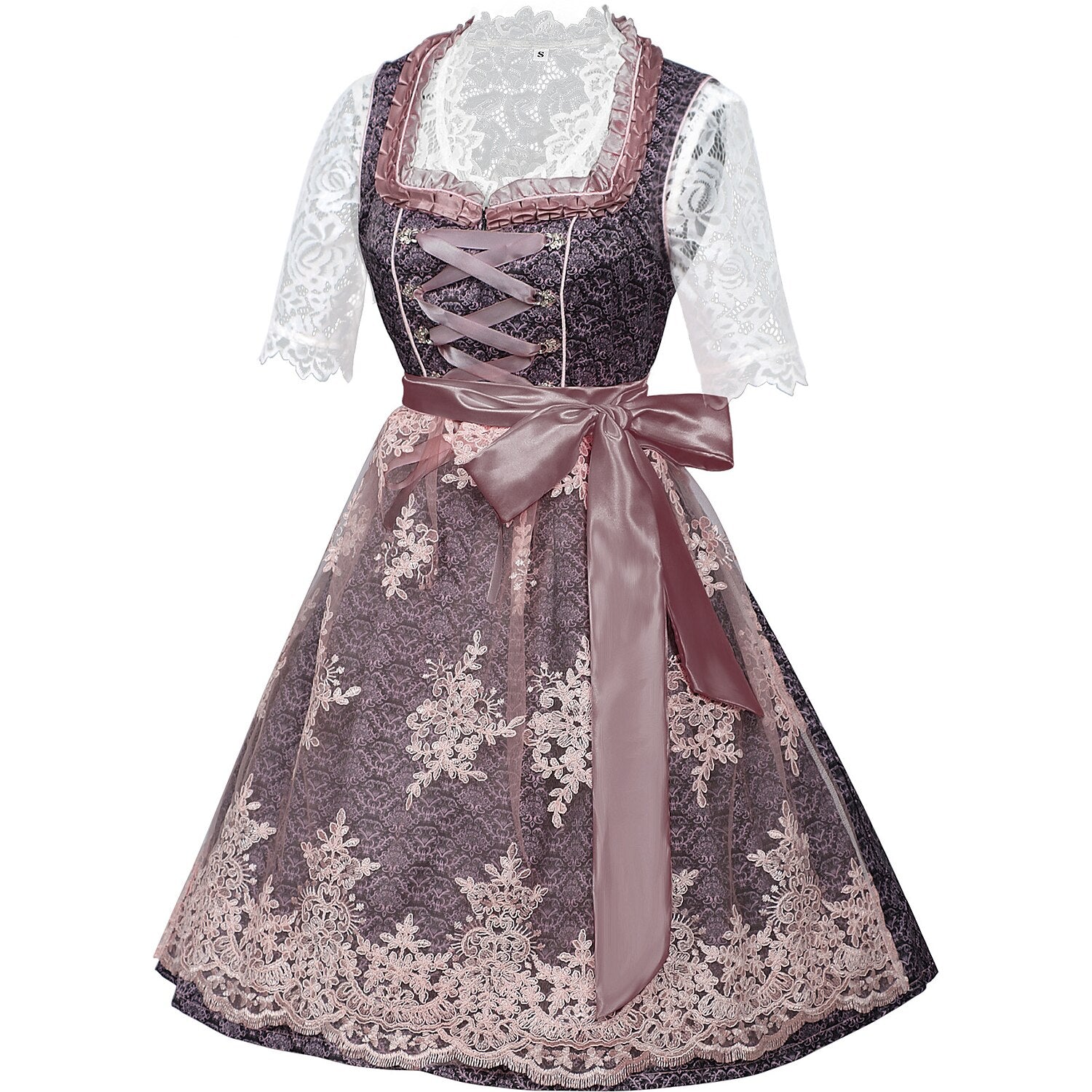 Lila besticktes Oktoberfest Dirndl-Set