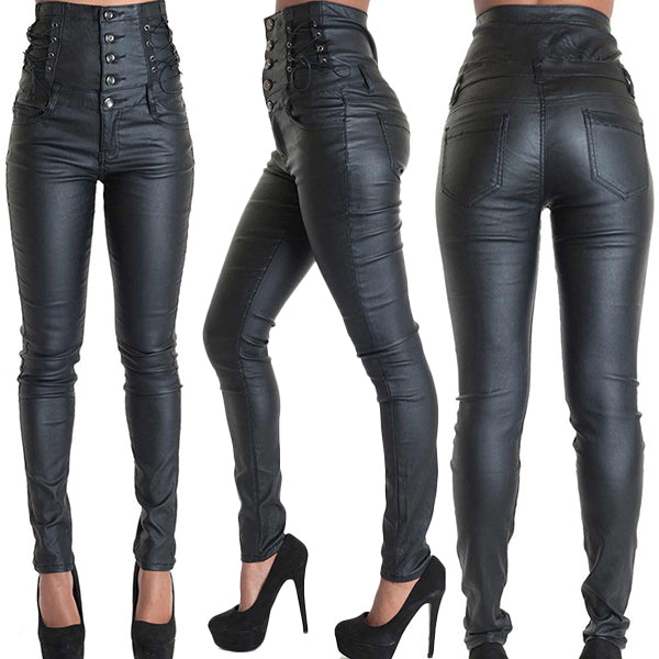 Page | Slim Fit Lederhose mit Schnürung am Bund