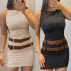 Kinah | Ärmelloses, tailliertes Minikleid mit zwei Schnallengürteln
