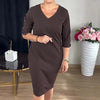 Nariel | Knielanges Kleid mit V-Ausschnitt