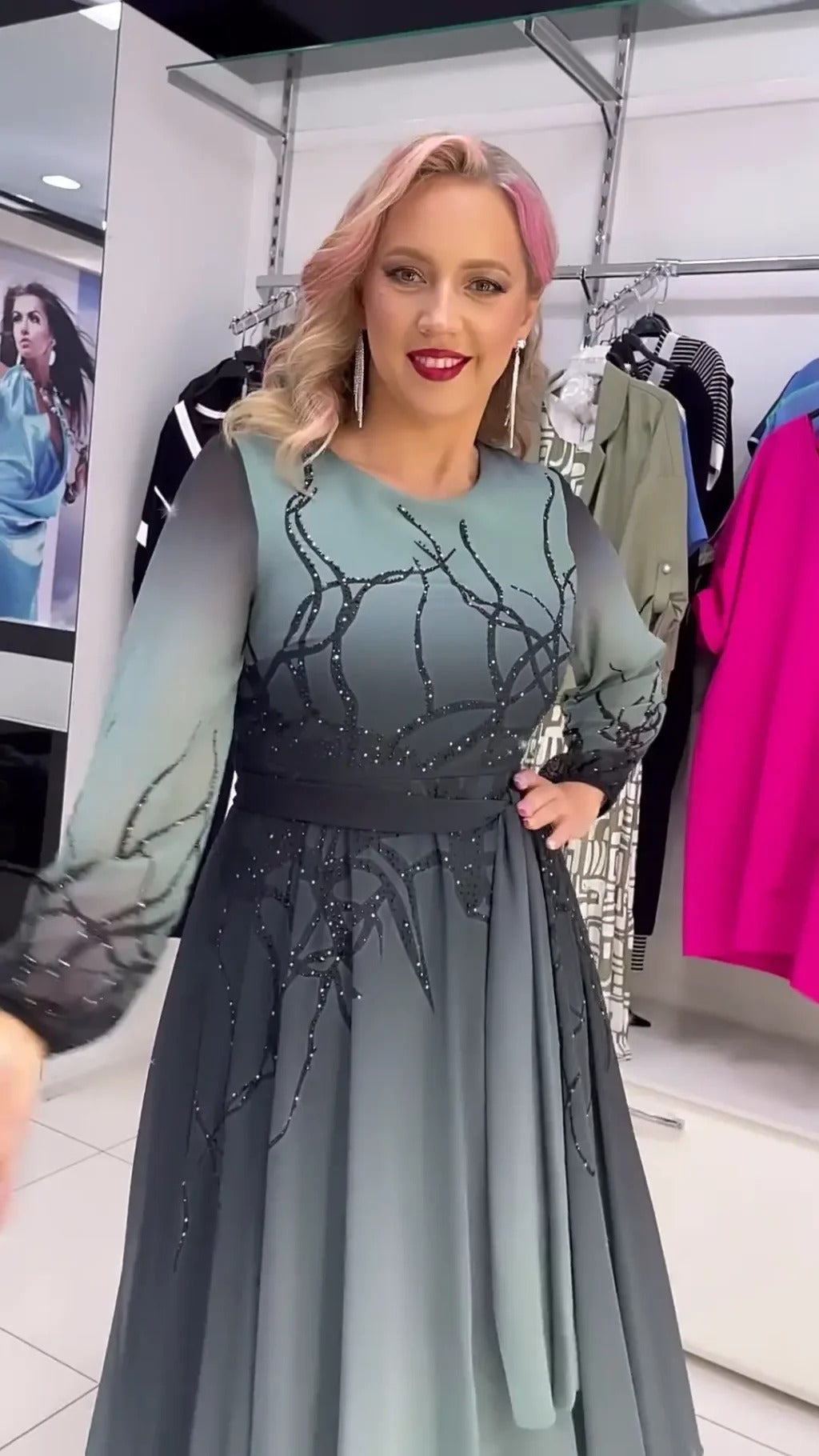 Brittany | Elegante Chiffon-Maxirock mit Kristallakzenten