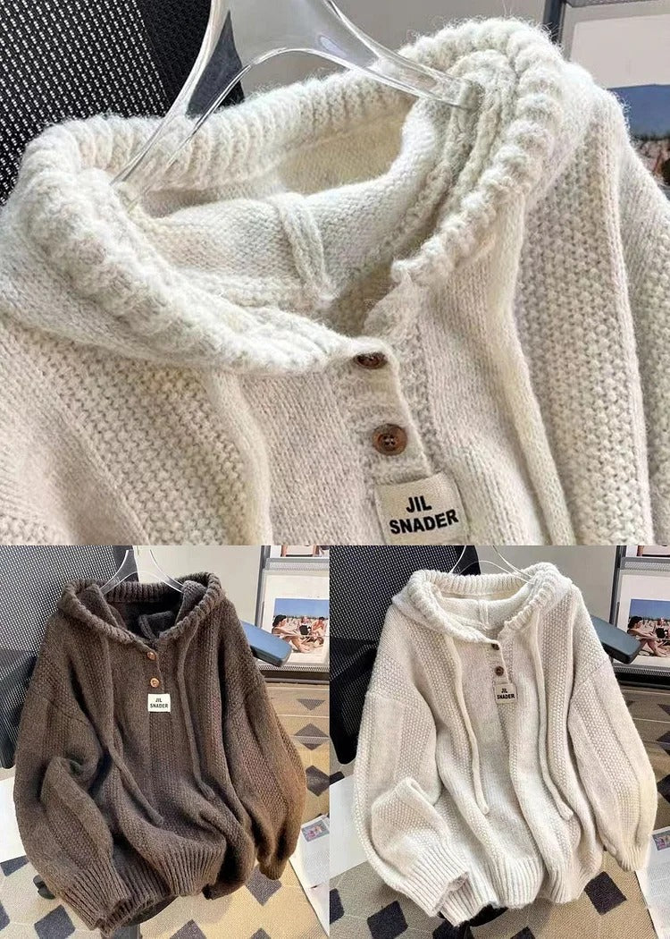 Marlene | Kapuzenpullover aus Baumwollstrick mit Schnürung