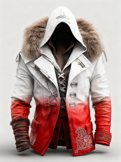 Fiolo | Vintage Lederjacke mit Winterfell und Kapuze