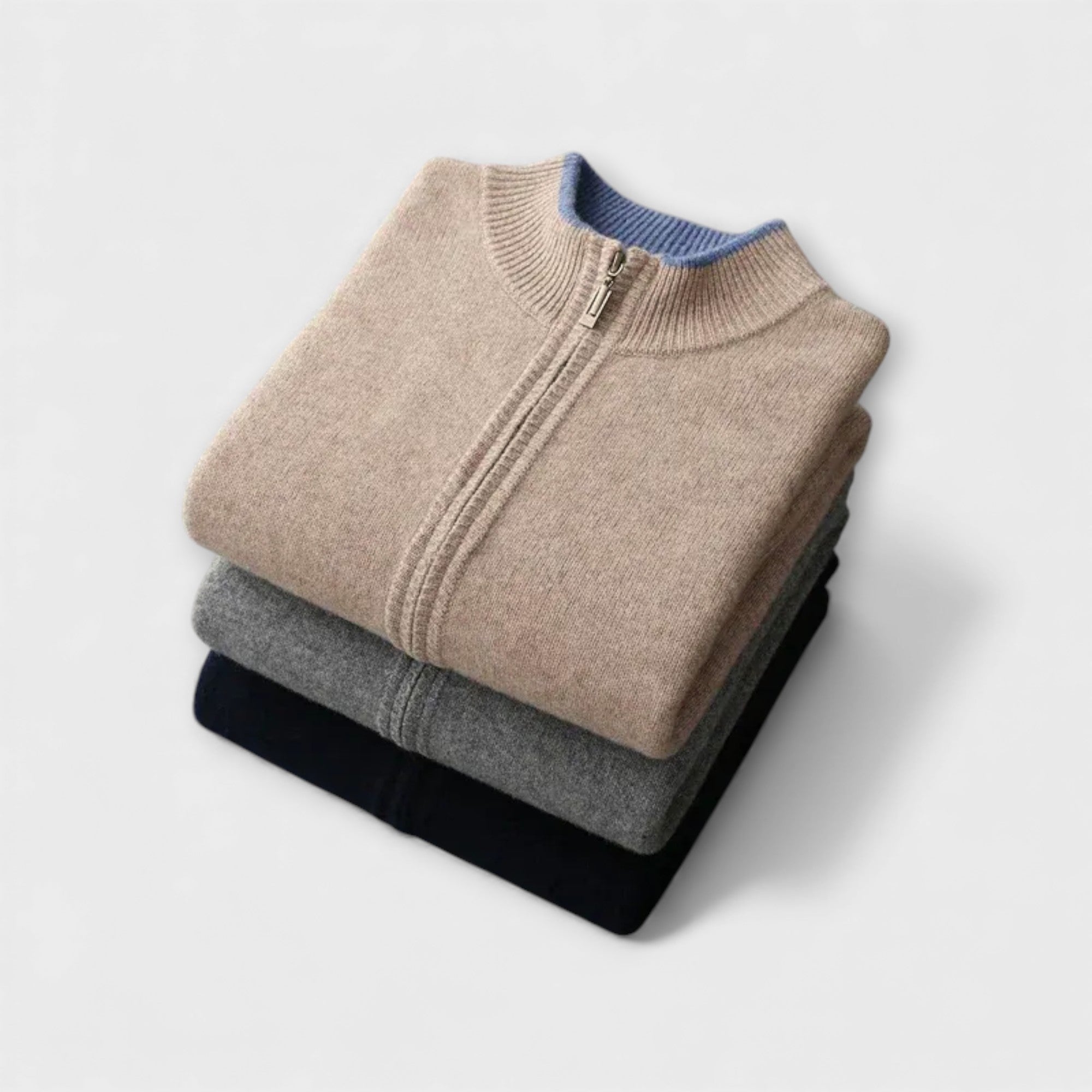 Ricky | Minimalistische Zip-Jacke mit feinen Strickdetails