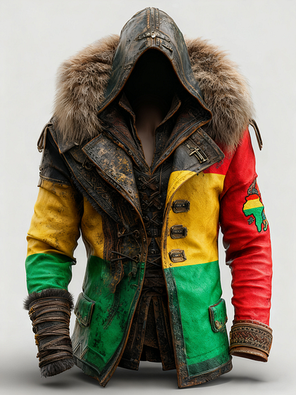 Fiolo | Vintage Lederjacke mit Winterfell und Kapuze