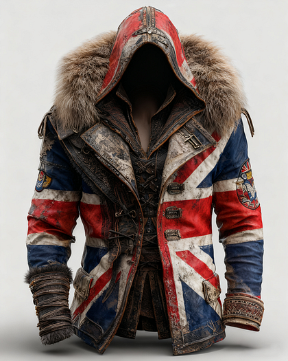 Fiolo | Vintage Lederjacke mit Winterfell und Kapuze