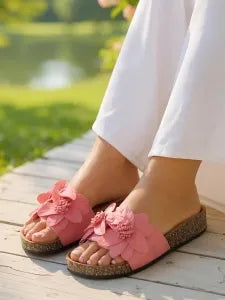 Fiona | Damen-Klapken mit Blumenapplikation