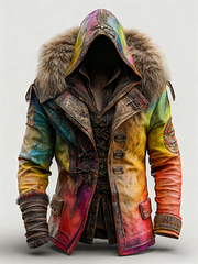 Fiolo | Vintage Lederjacke mit Winterfell und Kapuze