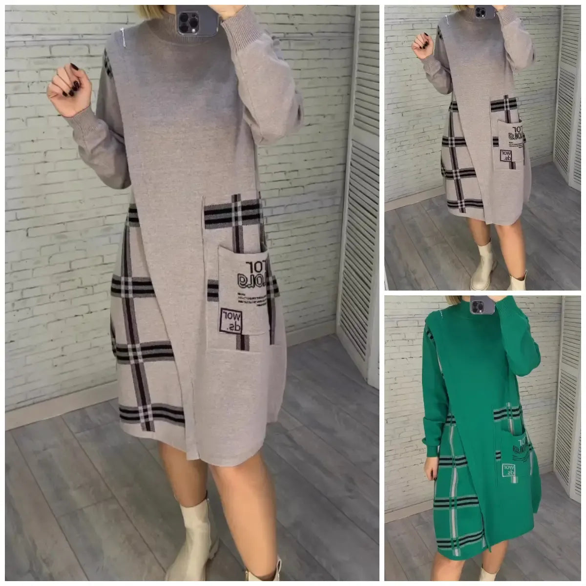 Ailany | feminines Strickkleid, bedruckt im stilvollen Look.