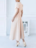 Nadine | feminines Midikleid mit hohem Kragen und modischen Bud-Ärmeln