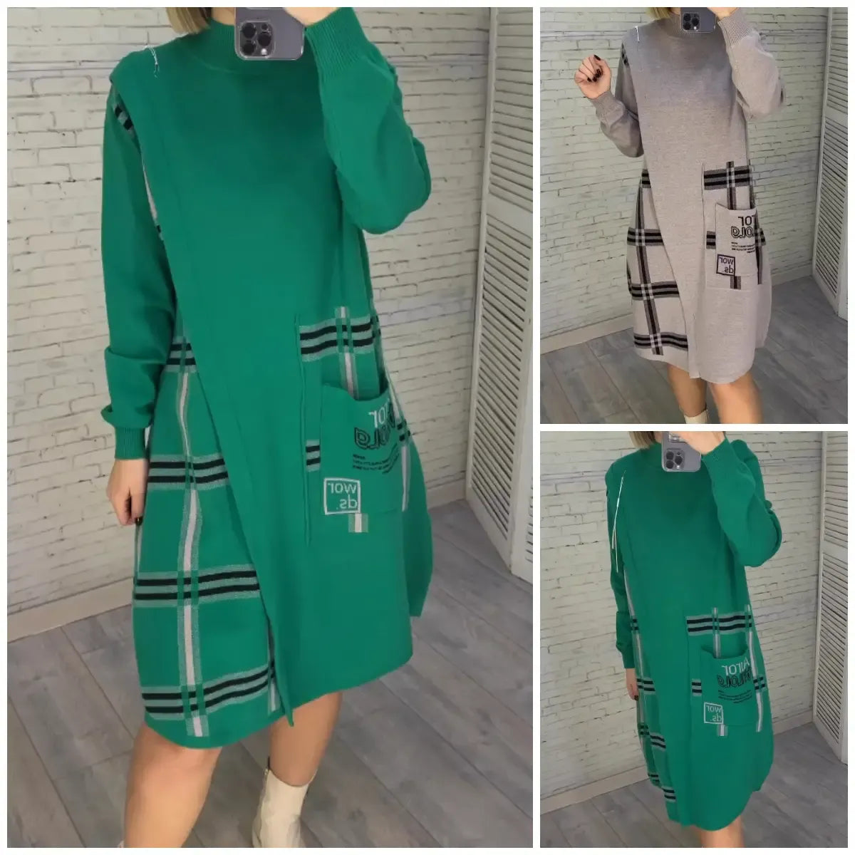Ailany | feminines Strickkleid, bedruckt im stilvollen Look.
