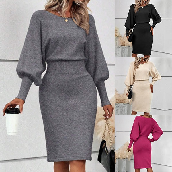 Yima | Figurbetontes Strickkleid mit Fledermausärmeln