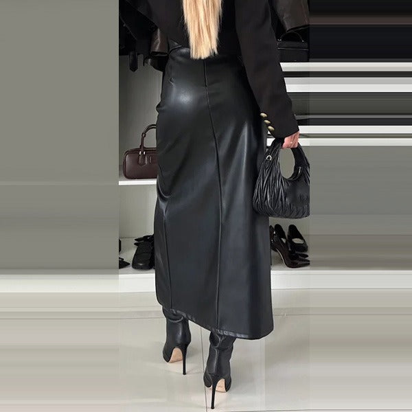 Zamarah | Kunstlederrock mit Hoher Taille & Schlitz