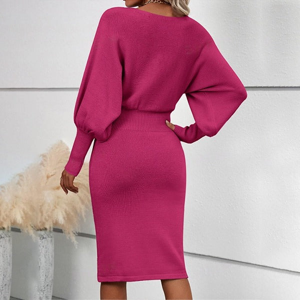 Yima | Figurbetontes Strickkleid mit Fledermausärmeln