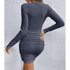 Pithy | Geripptes Strickkleid mit V-Ausschnitt
