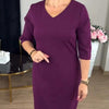 Nariel | Knielanges Kleid mit V-Ausschnitt