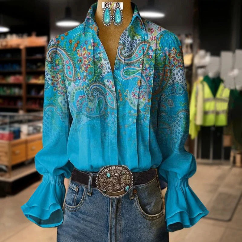 Annila | Vintage Bluse Mit Ethnischem Print