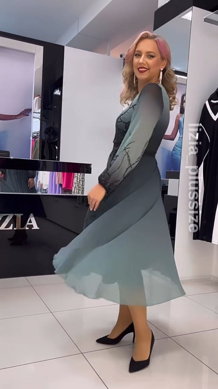 Brittany | Elegante Chiffon-Maxirock mit Kristallakzenten