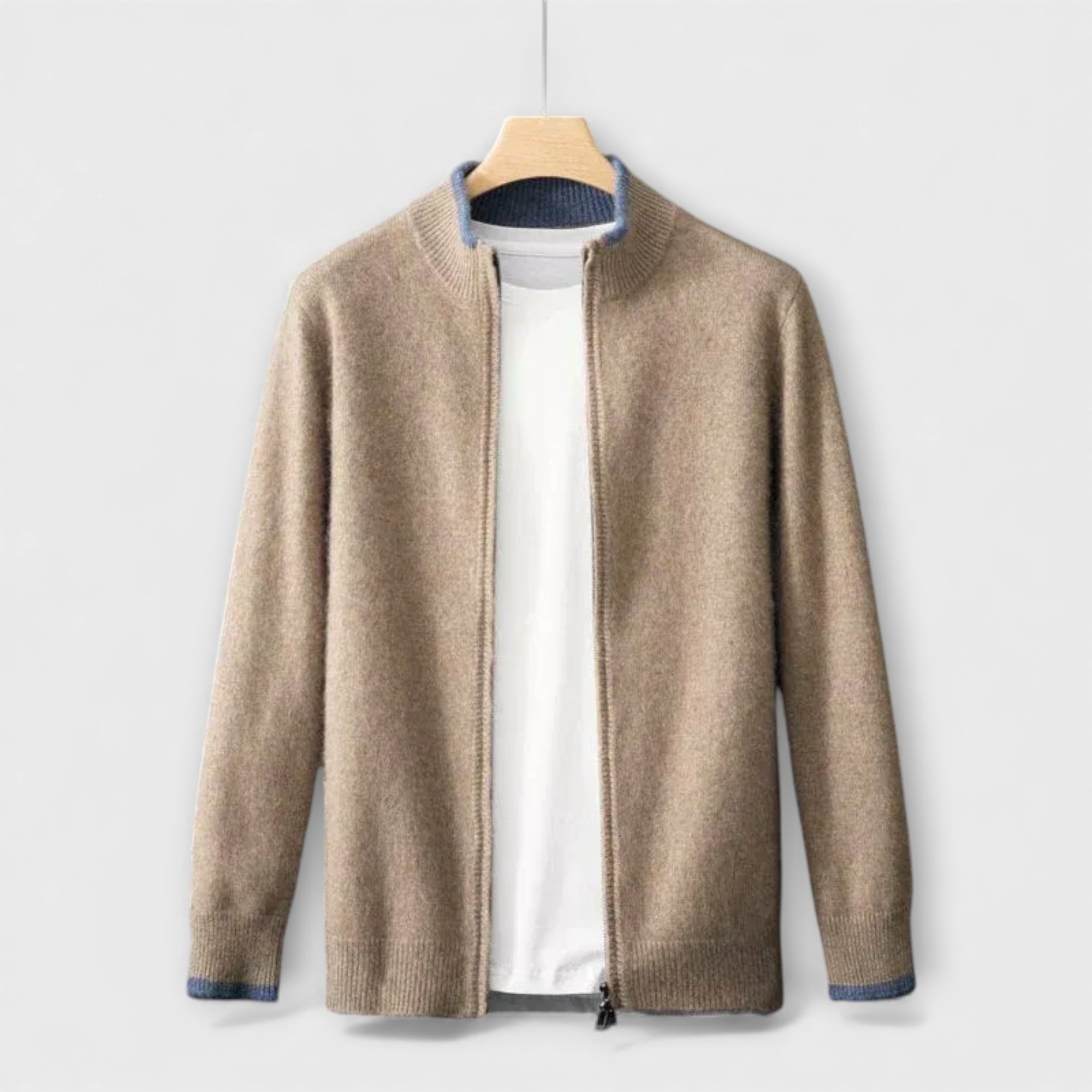 Ricky | Minimalistische Zip-Jacke mit feinen Strickdetails