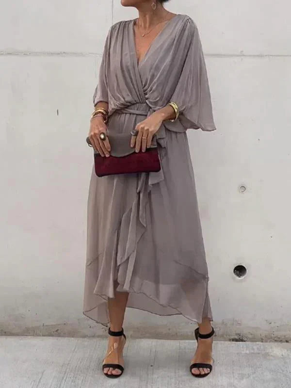 Monica | Zartes Kleid aus Chiffon mit V-Ausschnitt