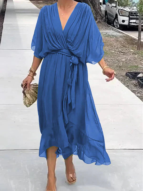 Monica | Zartes Kleid aus Chiffon mit V-Ausschnitt