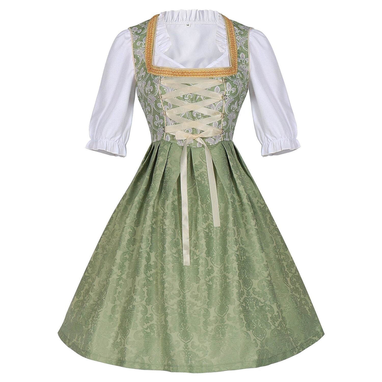 Elegantes Champagne Gold Dirndl mit Schürze und Bluse für das Oktoberfest