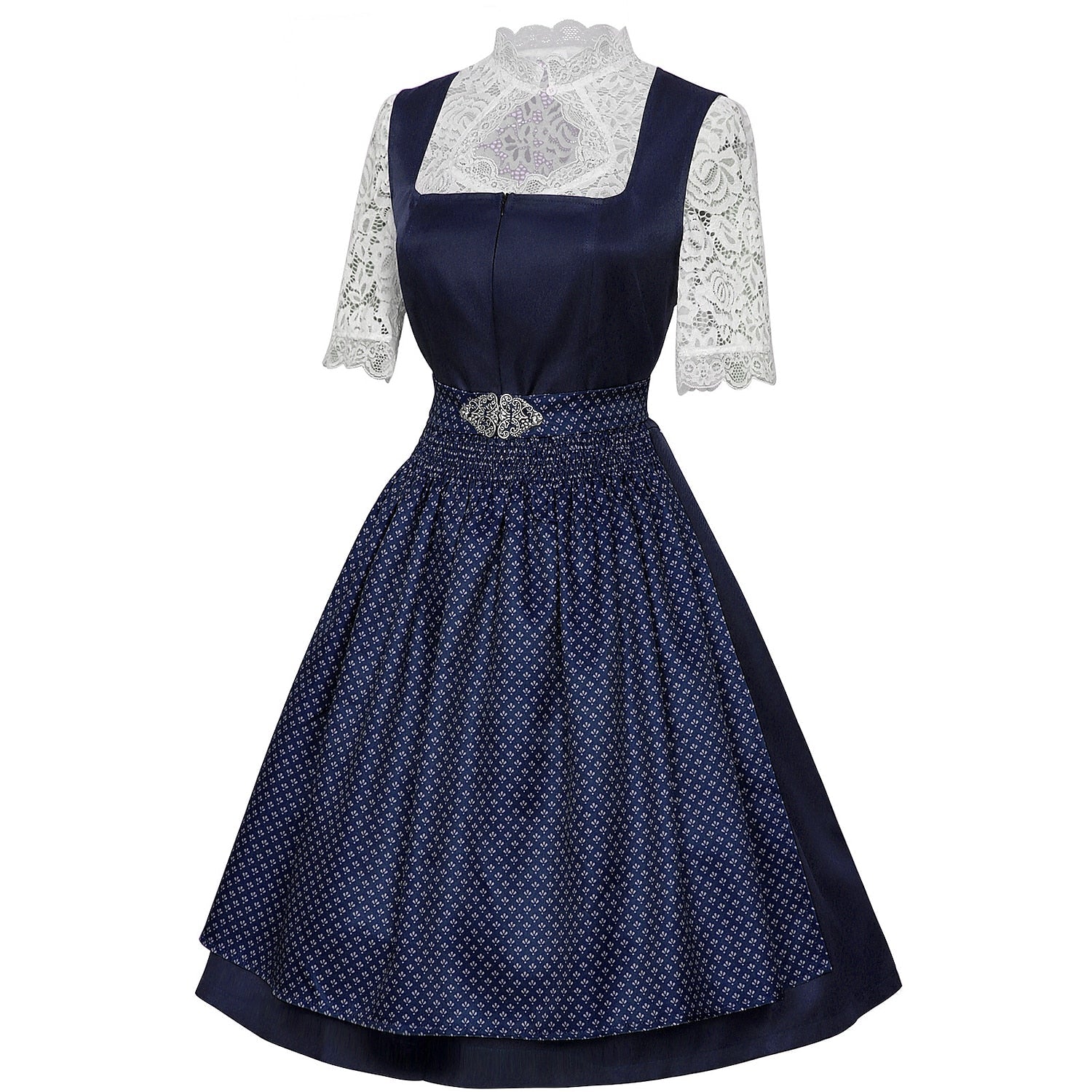 Elegantes Oktoberfest-Dirndl mit Schürze und spitzenbesetzter Bluse