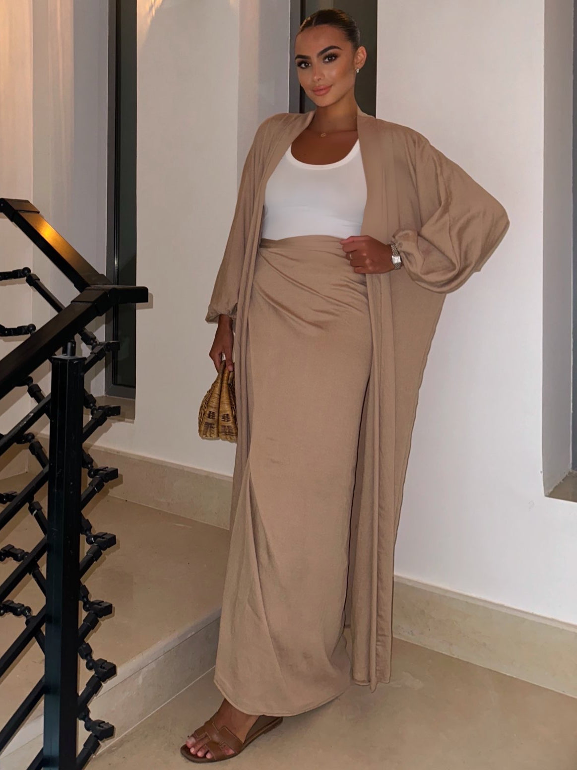 Francesca | modisches Set mit Kimono und Rock in Maxi-Länge