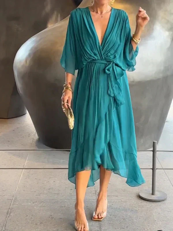 Monica | Zartes Kleid aus Chiffon mit V-Ausschnitt