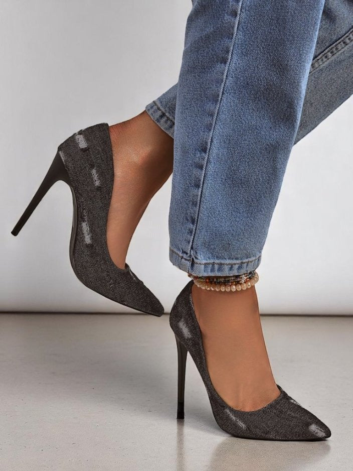 Ainara | modische Stiletto-Pumps im Denim-Chic