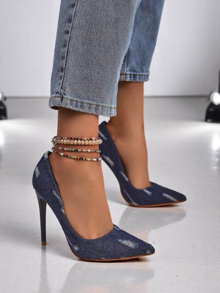Ainara | modische Stiletto-Pumps im Denim-Chic