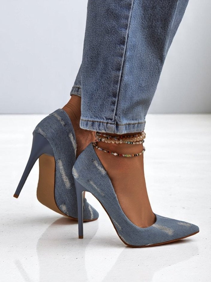 Ainara | modische Stiletto-Pumps im Denim-Chic