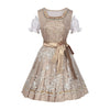 Elegantes Champagne Gold Dirndl mit Schürze und Bluse für das Oktoberfest