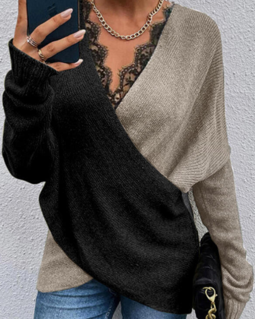 Calaste | Pullover mit V-Ausschnitt und Wickeloptik