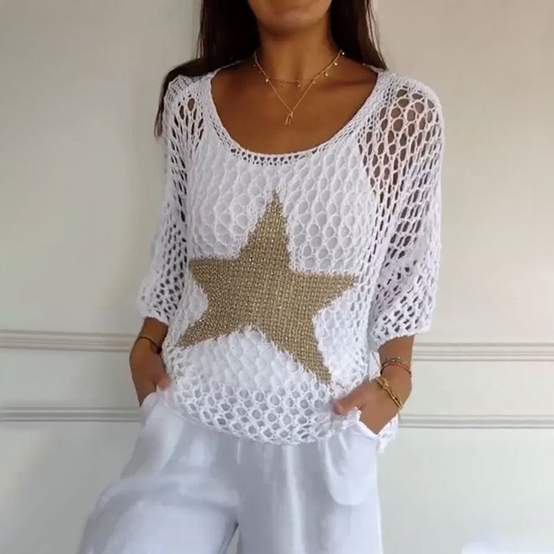 Erizabeth | Stylisches Häkel-Netztop mit Rundhals