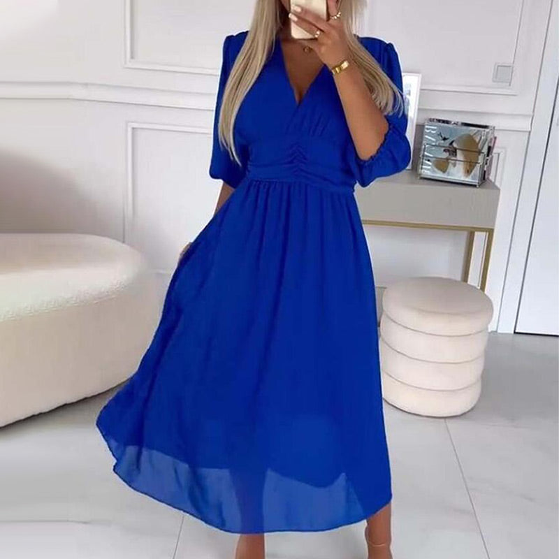 Seraphine | Feminines Chiffonkleid mit V-Ausschnitt