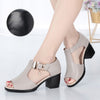 Uschi | Stilvolle Sandalen mit Metallschnalle und Dickem Absatz