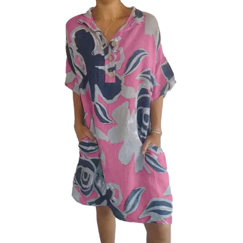Cassey | Schickes bedrucktes Kleid aus Baumwolle und Leinen für Damen