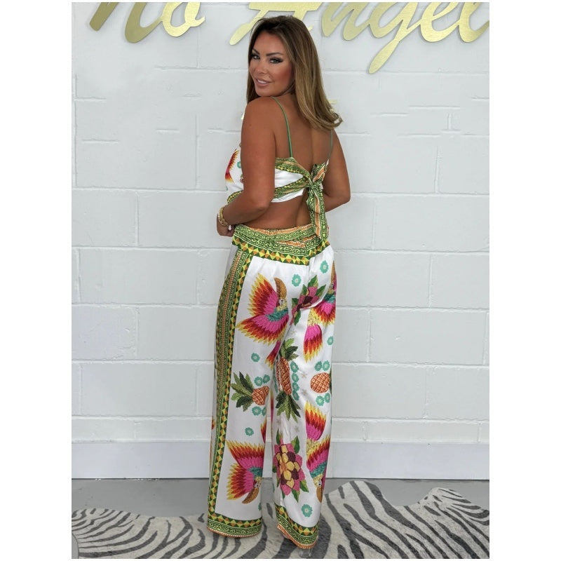 Shantal | Bedrucktes Spaghettiträger-Top & Hose Set
