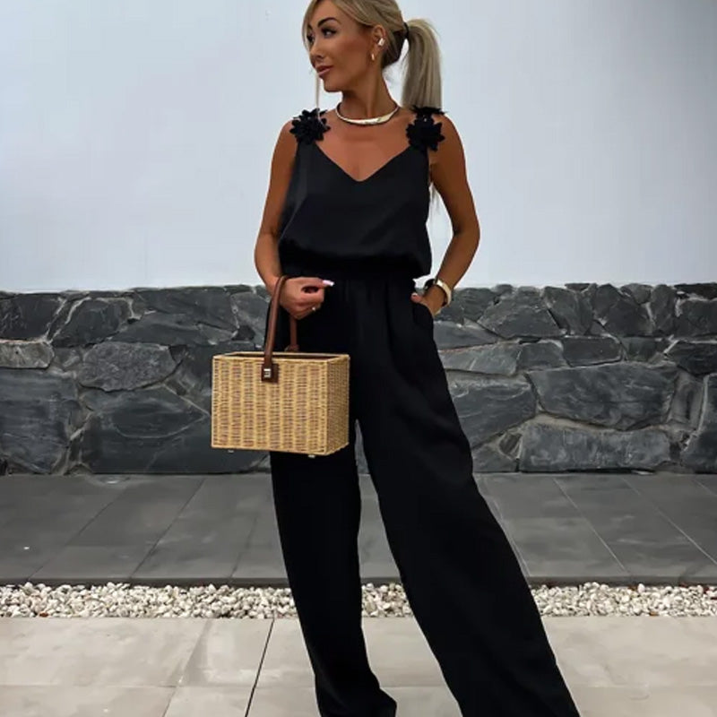 Krista | Ärmelloser Weitbein-Jumpsuit