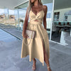 Hathor | Stilvolles Kleid mit Spaghettiträgern und hohem Schlitz