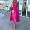Hathor | Stilvolles Kleid mit Spaghettiträgern und hohem Schlitz