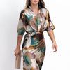 Myrna | Stylisches Satin-Wickelkleid mit abstraktem Muster für Damen