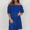 Leny | Schulterfreies Patchwork-Kleid