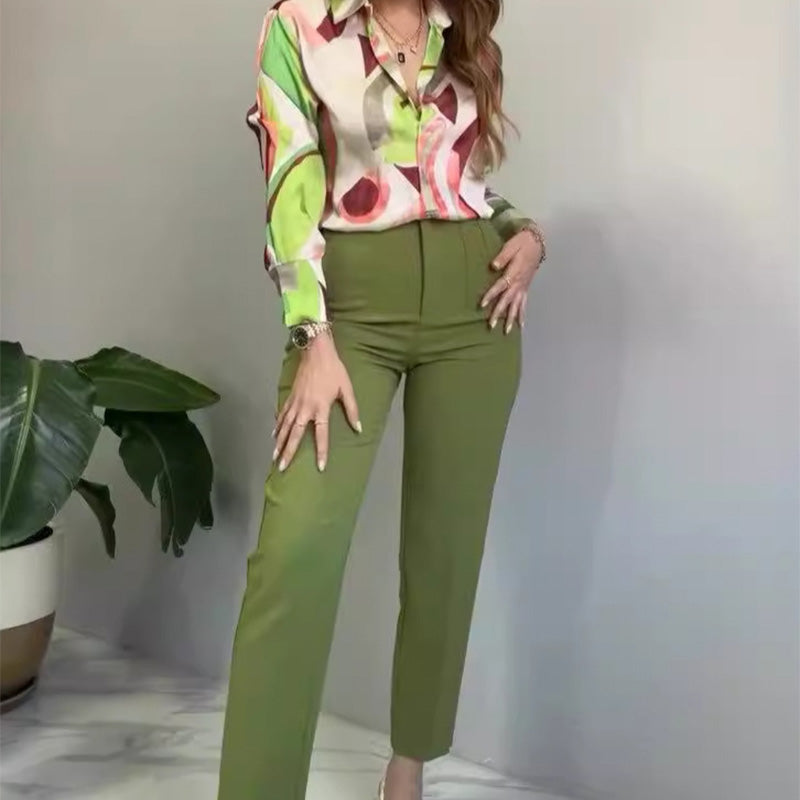 Ashley | Lässiges 2-teiliges Set mit bedrucktem Hemd und Hose
