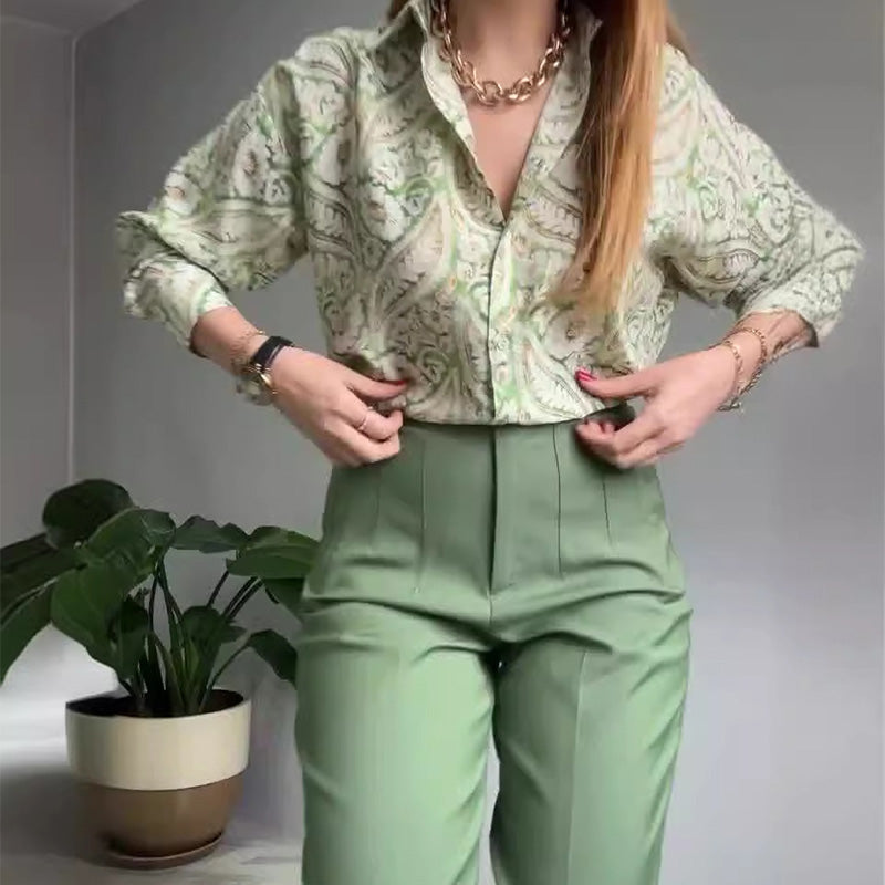 Ashley | Lässiges 2-teiliges Set mit bedrucktem Hemd und Hose