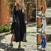 Dynica | Lässiges, langes Kleid mit V-Ausschnitt und Saumschlitz