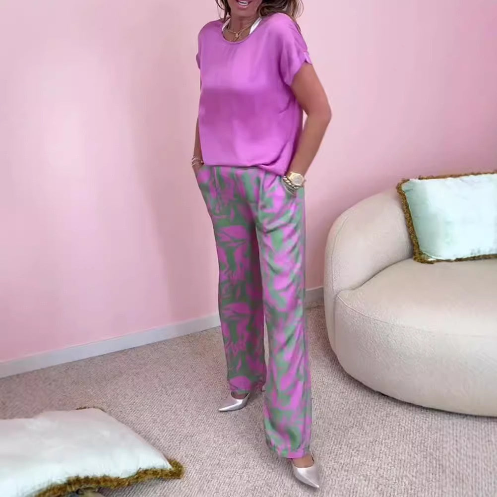 Zahra™ | 2-teiliges Set mit Oberteil und bedruckter weiter Hose