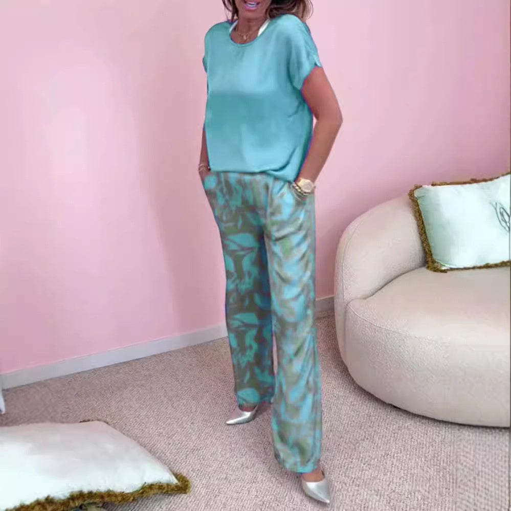 Zahra™ | 2-teiliges Set mit Oberteil und bedruckter weiter Hose